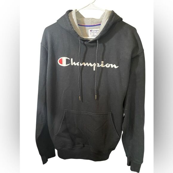 Champion Black and Red Logo Hoodie - Picture 1 of 7